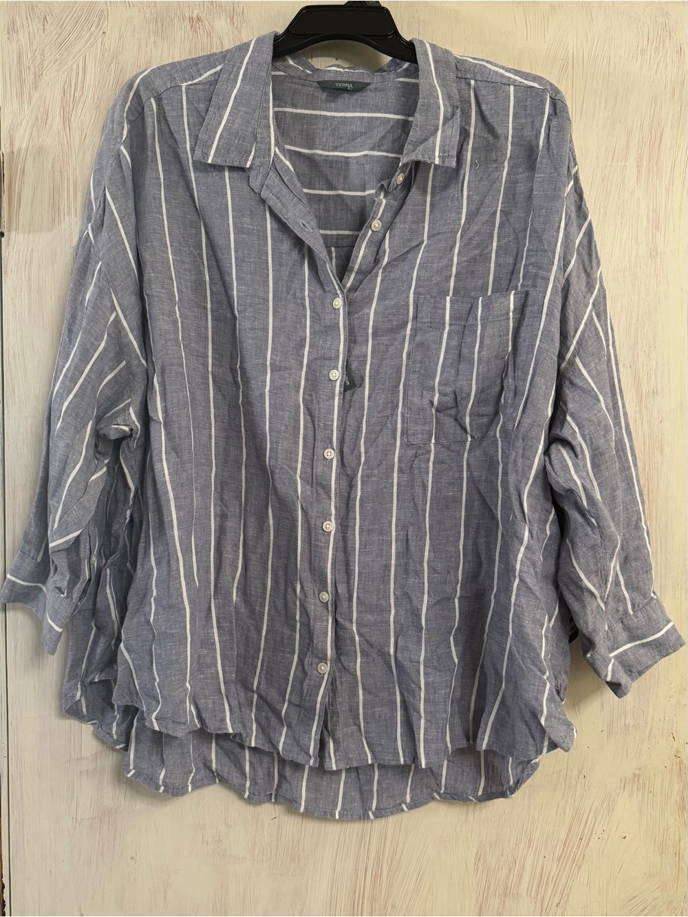 Terra & Sky Blue and White Striped Button-Down Shirt